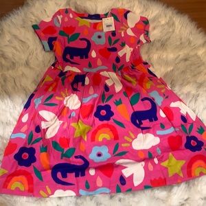 Mini Boden 7-8 girls Tickled Pink Happy Dino Dress